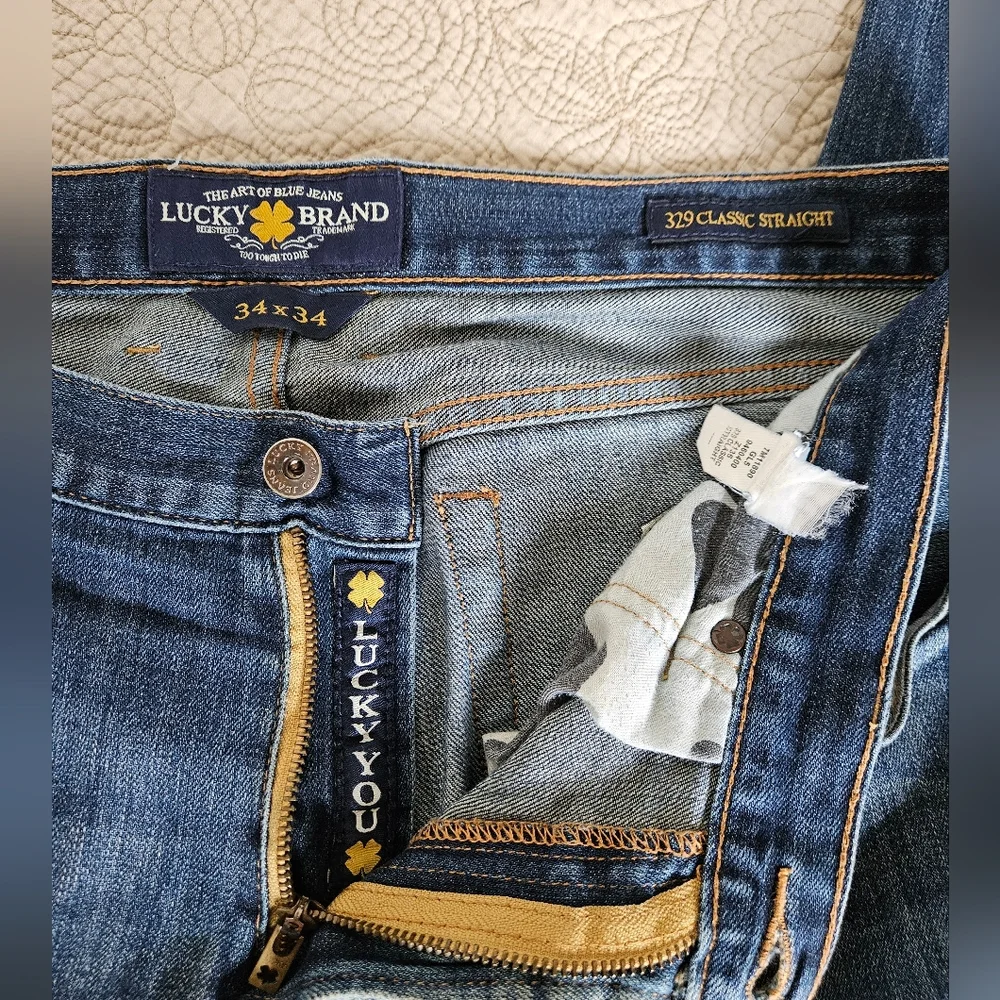 Lucky Brand Jeans Men, Size 34x34, Blue, classic straight - Picture 5 of 7